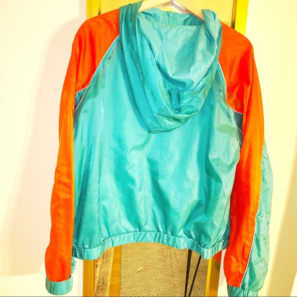 3/$20 Forever 21 Vintage Windbreaker, bright green and orange - Picture 5 of 6